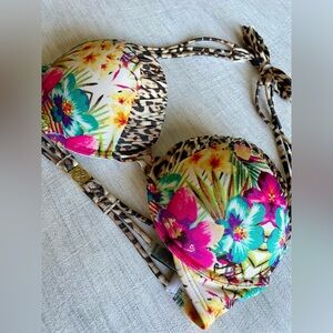 Victoria's Secret | Bombshell Swim Bikini Halter Top 34C | Tropical Jungle Print